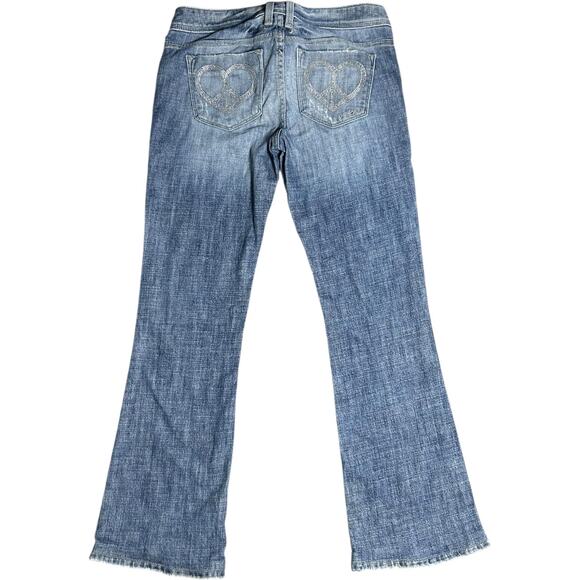 Bebe Y2K Bedazzled Peaceful Heart Bootcut Jeans - Picture 1 of 8